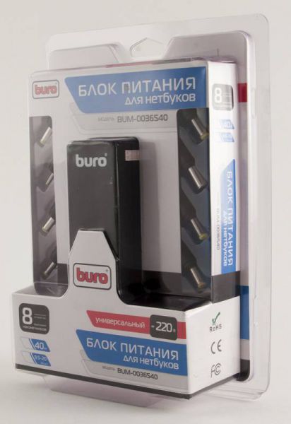Блок питания Buro BUM-0036S40 автоматический 40W 9.5V-20V 8-connectors от бытовой электросети